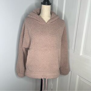 American Eagle Fleece Sherpa Rose Pink Pullover Hoodie Women's Size XS
